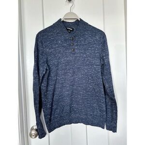 Express garment dyed navy Henley sweater M